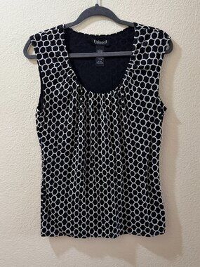 Black & White Geometric Print Sleeveless Blouse Size L